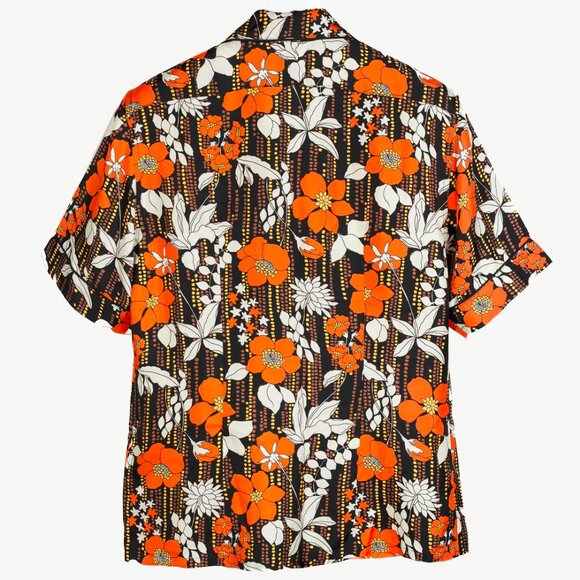 Prada Cruise 2019 Orange Silk Hawaiian Print Bowling Shirt - Picture 2 of 15